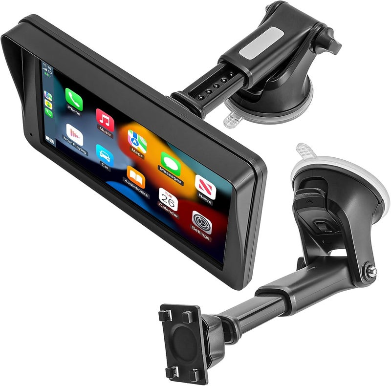 1Zero Replacement Suction Cup Car Mount for CarPlay Screen with Quick Extension Arm, Compatible with 7-11 Inch Portable Car Play Screens, Adjustable Dashboard Windshield in-Car Monitor Bracket Holder - Image 1
